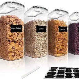 Vtopmart 4L Vorratsdosen Set, luftdichte Lebensmittelbehälter für Müsli und Cornflakes, BPA-frei mit Schreibstift und Etikett
