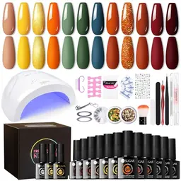UR SUGAR Shellac Starterset mit 48W Lampe und 12 Farben UV Nagellack – Geschenkset für Gelnägel und Maniküre