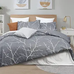 PHF Bettwäsche 200x200 cm in Grau mit 2 Kissenbezügen 80x80 cm, weich und bügelfrei