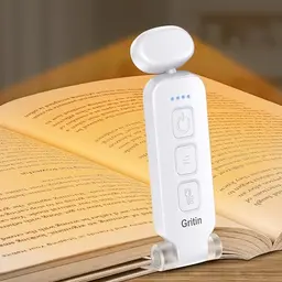 Gritin Leselampe zum Klemmen, wiederaufladbar, 3 Farbmodi & 5 Helligkeiten, augenschonend für Lesen im Bett