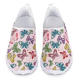 Dolyues Bunte Schmetterlinge Rosa Slip-On Schuhe für Frauen - Atmungsaktive Turnschuhe für Freizeit und Sport (37 EU)