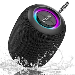 oraolo Mini Bluetooth Lautsprecher, IPX7 wasserdicht, 15W, 30H Akku, LED Licht, Bluetooth 5.4, kabellos für Outdoor, Camping & Party