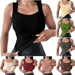 UHouse Damen Sport Top mit BH - Lässiges Yoga Trägertop in Schwarz, Ärmellos, Größe XXL