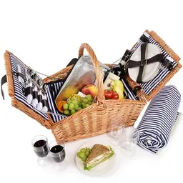 Sänger Picknickkorb Sylt 24-teiliges Set für 4 Personen mit Decke & Geschirr