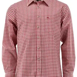 Herren Trachtenhemd mit Liegekragen, langarm, mittelrot, Größe 41/42