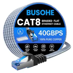 BUSOHE Cat 8 LAN Kabel 20m, Hochgeschwindigkeits Ethernet Kabel RJ45, Kompatibel mit PC, Router und Modem