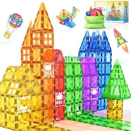 60 magnetische Bausteine - STEM Magnetblöcke für Kinder ab 3 Jahren - Kreatives Spielzeug für Jungen und Mädchen