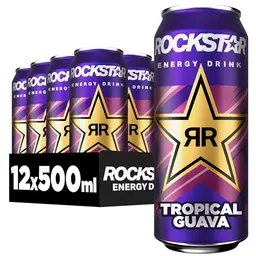 Rockstar Energy Drink Tropical Guava 12 x 500ml - Koffeinhaltiges Erfrischungsgetränk