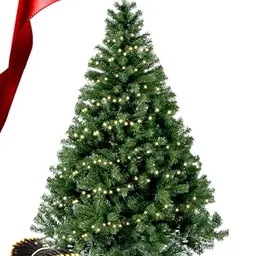 Menz Künstlicher Weihnachtsbaum 180 cm mit Lichterkette, stabiler Ständer, einfach zu montieren