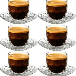 Espressotassen Set mit Untertassen - 6-teiliges Set für Mokka und Espresso - 110 ml