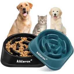Slow Feeder Hundenäpfe, 2er-Pack, rutschfest für kleine und mittelgroße Hunde und Katzen (Schwarz und Marineblau)