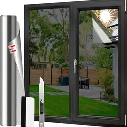 Gutsbox Spiegelfolie für Fenster - Sicht- und Sonnenschutzfolie, selbsthaftend, UV-Schutz für Zuhause und Büros