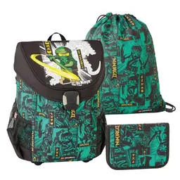 SKANDO BAGS Lego® NINJAGO® Jungen Schulranzenset 3tlg. Green 2023 - Mit Turnbeutel und Federmäppchen