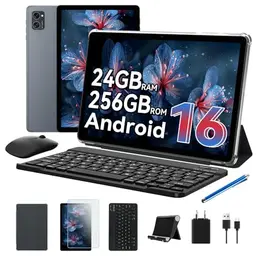 TABWEE T20 10 Zoll Android Tablet mit Tastatur - 24 GB RAM, 256 GB ROM, Octa-Core, 5000 mAh, Face ID