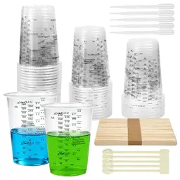 WEFHEF 50 Stück Epoxidharz Mischbecher 240 ml mit 10 Rührbechern, 50 Mischstäbchen und Zubehör