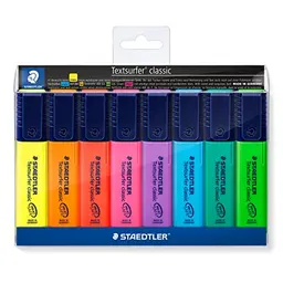 STAEDTLER Textmarker Textsurfer classic, 8 Marker in Regenbogenfarben, Keilspitze 1-5mm, im Etui