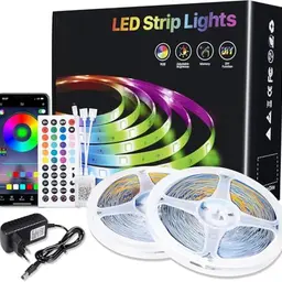LED RGB-Lichtleiste 30 m mit Fernbedienung & Bluetooth, dimmbar, Musiksynchronisation, selbstklebend für Indoor, Party und Events