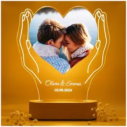 Personalisiertes Bild mit Foto und Text - Valentinstag Geschenk für Paare - LED Bilderrahmen aus Acryl