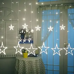iShabao Lichterkette mit 12 Sternen - 138 LED Weihnachtsbeleuchtung für Fenster, 2.4x1m, mit Timer (Weiß)