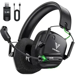 Vakedy Wireless Gaming Headset mit Mikrofon – 50 Std Akku, kabellos für PS5, PS4, PC, Mac, Switch