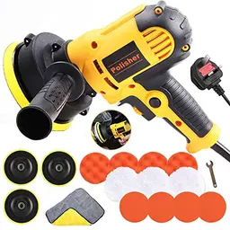 Mini Auto Poliermaschine 700W, 6 Geschwindigkeiten, 125mm Polierschwamm, Zubehörset für Auto- und Haushaltsreinigung