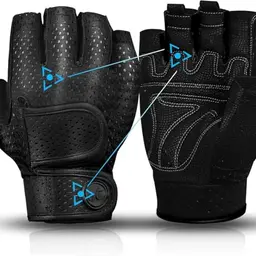 MOREOK Workout Handschuhe - Gel-Fitnesshandschuhe für Krafttraining, Rudern und Klimmzüge - Schwarz - M