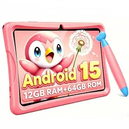 TABWEE K10 Kinder-Tablet 10 Zoll, 12 GB RAM, 64 GB Speicher, Elternkontrolle, Anti-Licht-Display, WiFi 6, Bluetooth 5.0, Rosa
