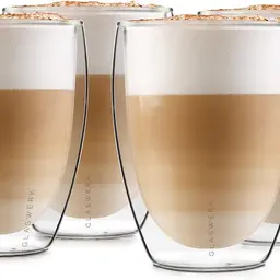 GLASWERK Doppelwandige Latte Macchiato Gläser (4 x 330 ml) - Kaffeetassen Set