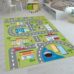 Paco Home Kinderteppich für Jungen und Mädchen, modern, rutschfest, 80x150 cm, grün