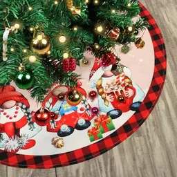 Runde Weihnachtsbaumdecke - Großer Baumrock für Weihnachtsdeko (Khaki + Rotkariert)