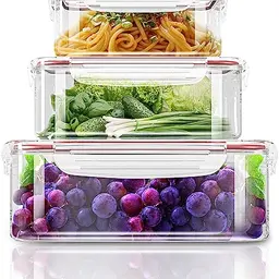 KICHLY 3er Frischhaltedosen Set mit Deckeln für die Küche - BPA-frei, Rot