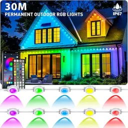 30m RGB Außenbeleuchtung - Wasserdicht, App-Steuerung, IP67 - Perfekt für Weihnachten & Partys