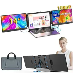 Kwumsy Tragbarer 14 Zoll FHD Monitor für Laptop – Plug & Play, kompatibel mit Windows/Mac/Chrome
