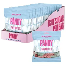 PÄNDY Fizzy Bottles Zuckerfreie Bonbons & Gummibärchen, 14x50g, ohne Zucker, Fruchtgummis, Low Carb, Großpackung