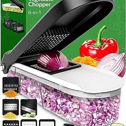 6-in-1 Gemüseschneider Mandoline - Kompakter Hobel für Gemüse, Obst und Käse - Weiß