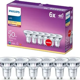 Philips LED Classic GU10 6er Pack - Energiesparende Reflektorlampen mit warmweißem Licht