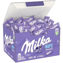 Milka Naps Alpenmilch – Mini-Schokoladentäfelchen, 1,7kg