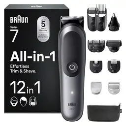 Braun Multigroom Series 7 12-in-1 Bart- und Körpertrimmer, wasserdicht, Akku, 14 Längen