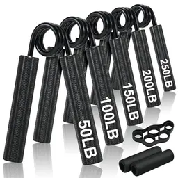 Handtrainer, ECCOGREAT Grip Trainer für mehr Griffkraft und stärkere Unterarme (5 Teile, Schwarz)