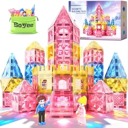 Soyee Magnetische Bausteine – 58 Teile Montessori Spielzeug für Kinder ab 3 Jahren