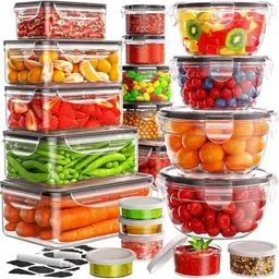 JSCORES 40er Frischhaltedosen Set, Auslaufsicher, 20 Behälter + 20 Deckel, Vorratsdosen für Küche, Meal Prep Boxen