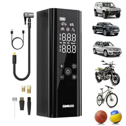 GT150 Elektrische Luftpumpe - 4X schneller Kompressor für Auto und Fahrrad mit Akku