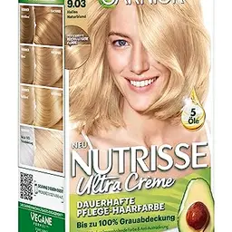 Garnier Nutrisse Haarfarbe, 9.03 Helles Naturblond, 8 Wochen Halt, Pflege mit Fruchtölen