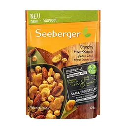 Seeberger Crunchy Fava-Snack mit Kichererbsen, Salzmandeln und Favabohnen, 125g