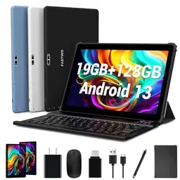 FASTWD 10 Zoll Tablet mit Android 13, 128GB, 5G WiFi, 8MP+13MP, 8000mAh, FaceID, inkl. Tastatur & Stift, Blau