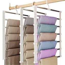 Platzsparende Hosenbügel, 3 Stück Edelstahl Organizer für Hosen, Jeans und Kleidung