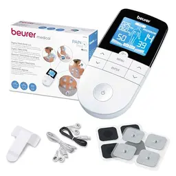 Beurer EM 49 3-in-1 Reizstromgerät zur Schmerzlinderung und Muskeltraining mit Massagefunktion, inkl. 4 Elektroden