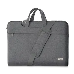 Voova Laptoptasche 15-16 Zoll, Wasserdicht und Stoßfest, mit Schultergurt und verstaubarem Griff, Grau