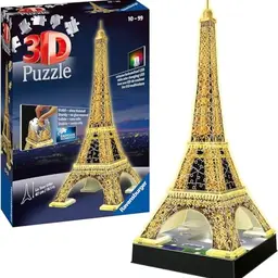 Ravensburger 3D Puzzle 12579 - Eiffelturm Night Edition - LED-beleuchtetes Modell für Kinder ab 10 Jahren