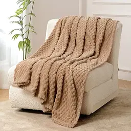 FY FIBER HOUSE Fleece Kuscheldecke, extra weich, 130x150cm, ideal für Büro, Sessel und Camping, Kamel